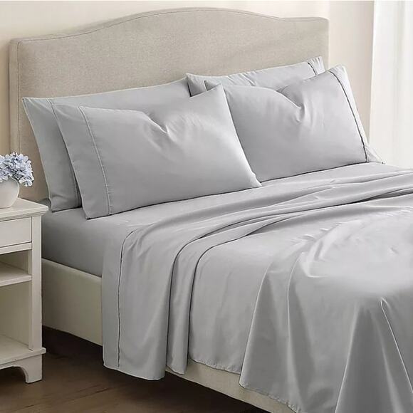 6-PC KING Microfiber Gray / Grey Sheet Set 1 Fitted & Flat & 4 Pillow Cases - Picture 4 of 9